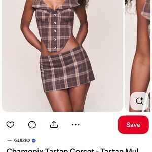 Danielle Guizio Brown Plaid Corset Top